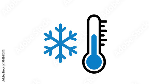 Photography Blue Snowflake and Thermometer Icon Graphic Design