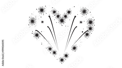 Heart-Shaped Fireworks Display Creating a Romantic Atmosphere.