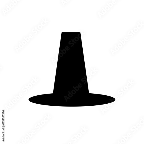 A Simple Black Silhouette of a Pilgrim Hat with a Wide Brim and a Cylindrical Crown on a White Background