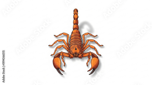 Scorpion arachnid top view isolated on white background