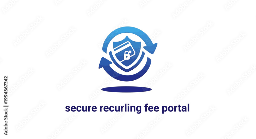 Fototapeta premium Secure Recurring Fee Portal Logo with Shield and Arrows.
