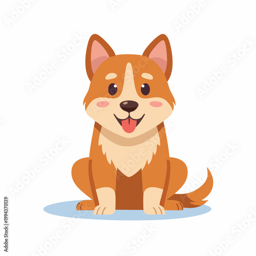 A cute brown cartoon dog sits happily outdoors looking friendly and approachable.