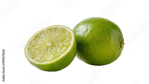 Vibrant Lime Half and Whole Citrus Fruit Still Life