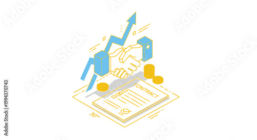 Business agreement, handshake, contract signing, partnership, finance icon