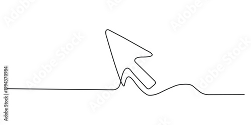 Continuous line drawing of a computer mouse cursor arrow icon