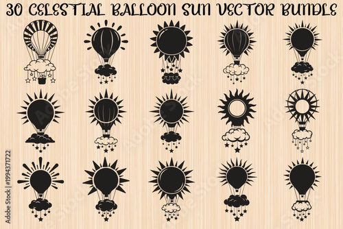 Celestial Sun Balloon Design Bundle  