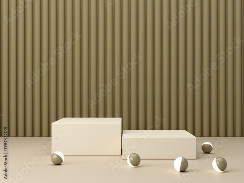 Fotografie Minimal aesthetic scene for silent luxury product display with podium and clean lines, subtle tones and balance evoke sere elegance