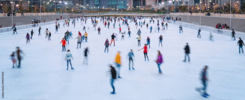 Obraz premium People are enjoying weekend activities at the ice skating rink.