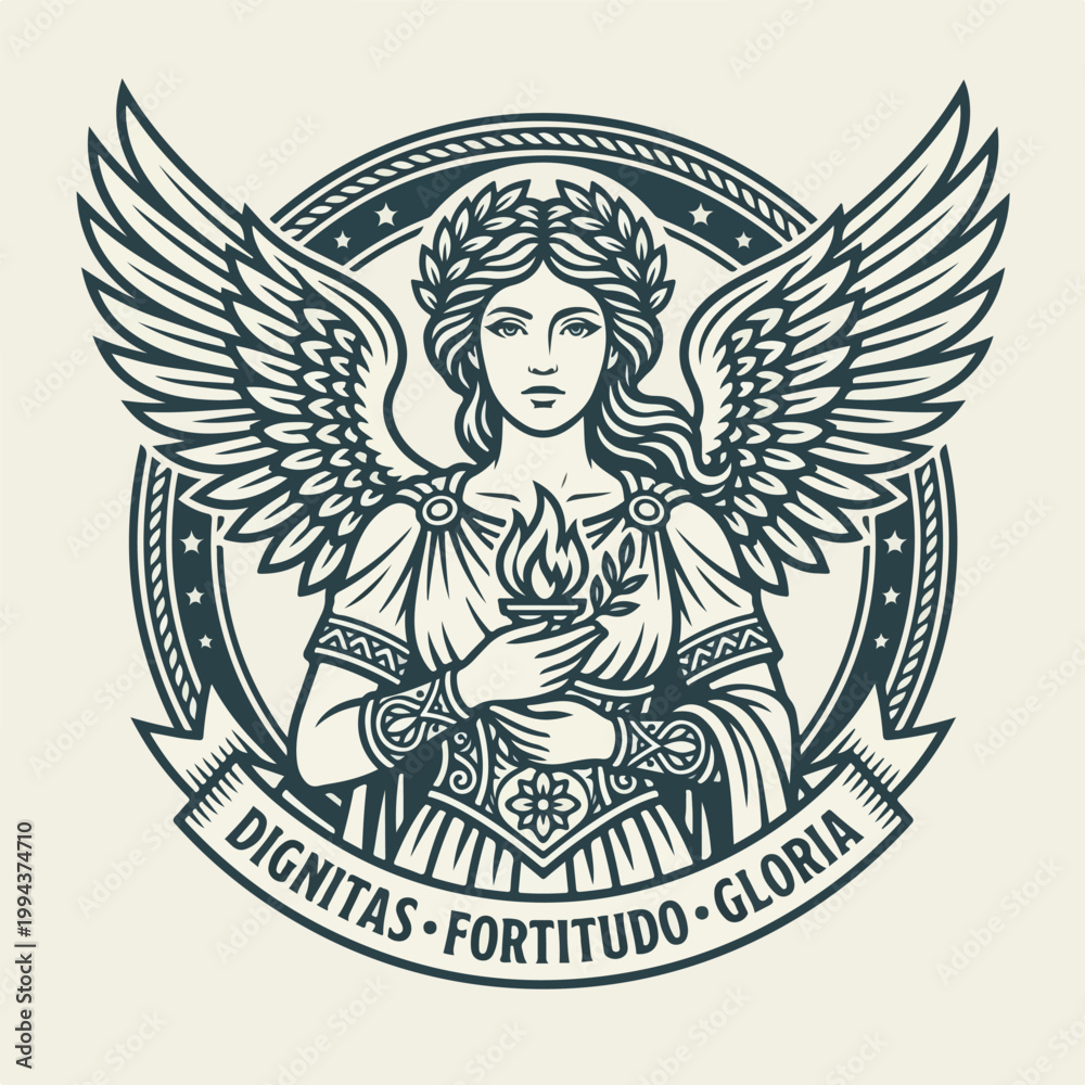 Obraz premium Angel with Wings and Flame.
