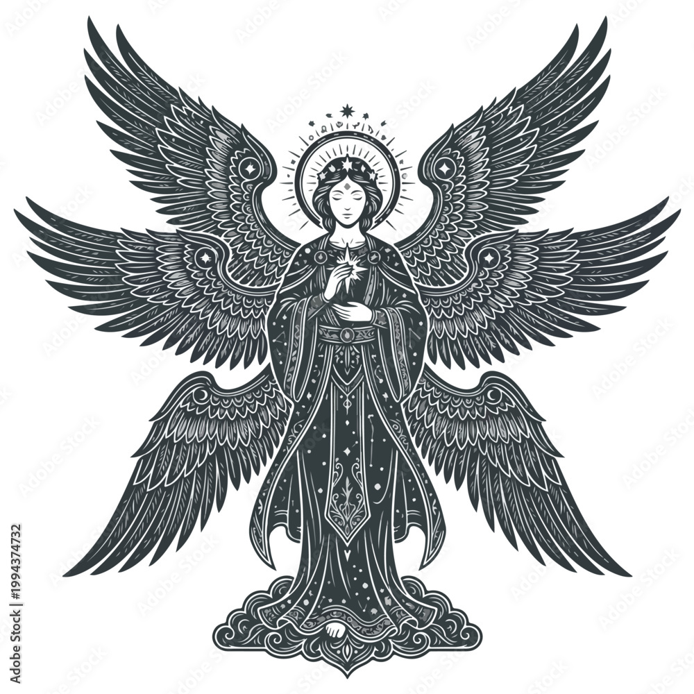 Fototapeta premium Angel with Wings and Halo.