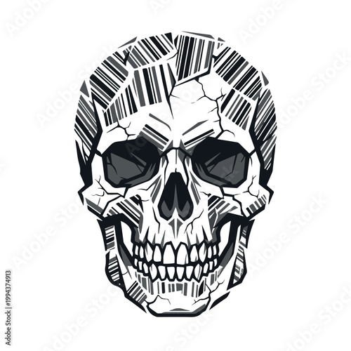 Barcode Skull Design Graphic.