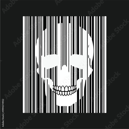 Barcode Skull Design Graphic 1.