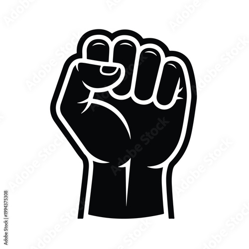 Black Fist Raised in Protest.