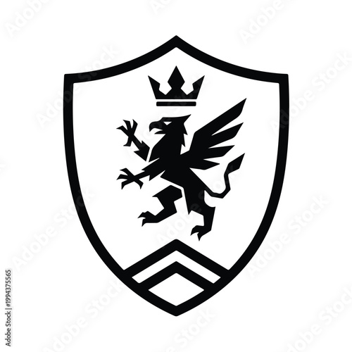 Black shield with griffin emblem.