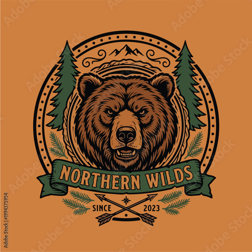 Brown Bear Logo Illustration.