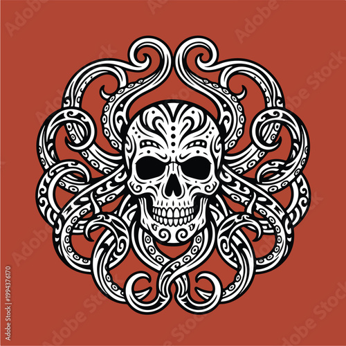 Celtic Skull Design Illustration.