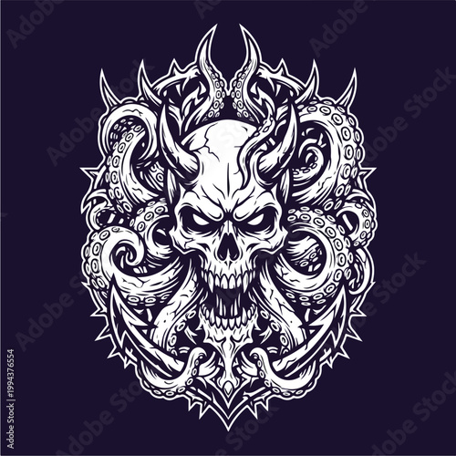 Devil Skull Illustration Design.