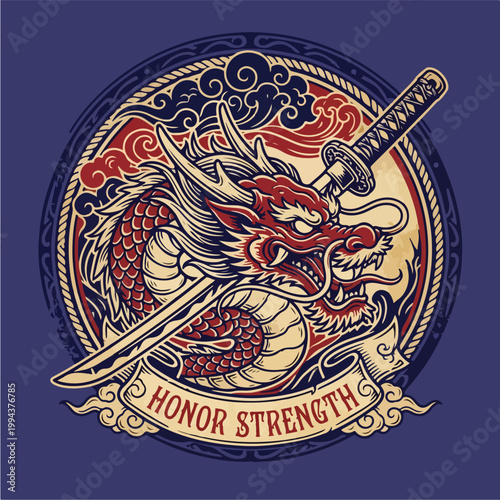 Dragon Sword Honor Strength Symbol.