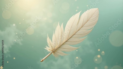 Elegant White Feather with Soft Background Effects