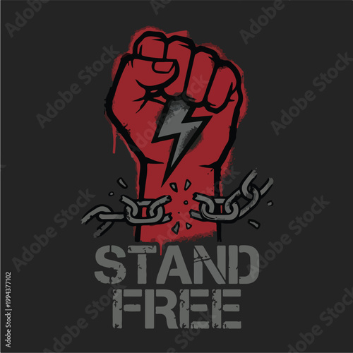 Fist Breaking Free From Chains.