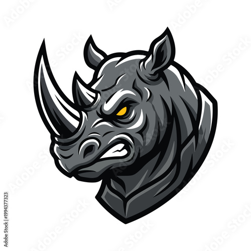 Gray Rhino Head Illustration 1.