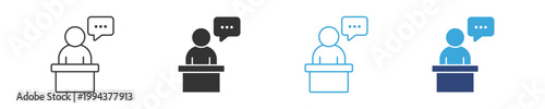 Customer support icons set, Help desk symbols, Service communication icons, Client assistance vector icons, Support agent symbols