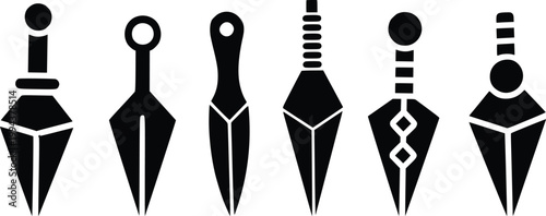 Abstract African Tribal Jewelry Silhouette Set – Ethnic Necklace and Pendant Vector Icons Collection