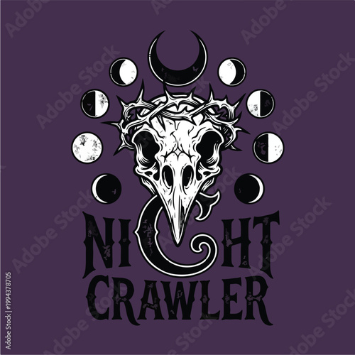 Night Crawler Skull Design Logo.