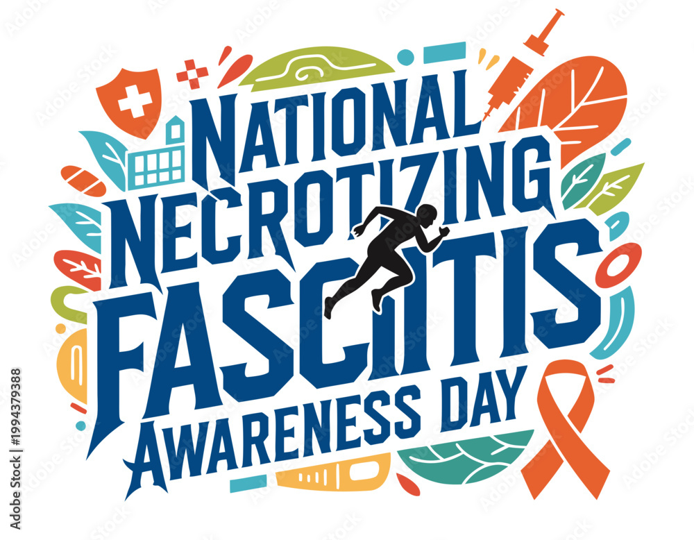 Obraz premium Necrotizing Fasciitis Awareness Day Vector Illustration, Medical Awareness Concept Design