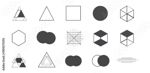 Geometric shapes array black background vector illustration