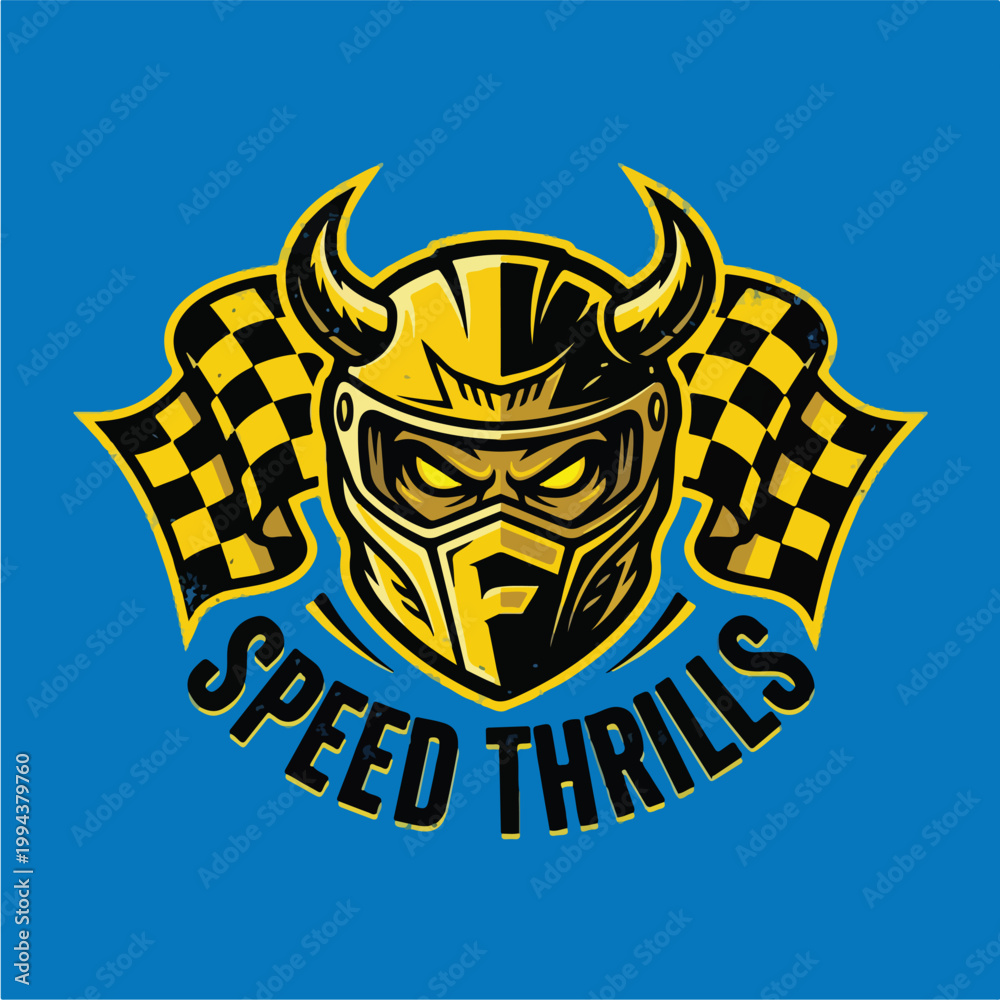 Fototapeta premium Racing helmet with horns logo.