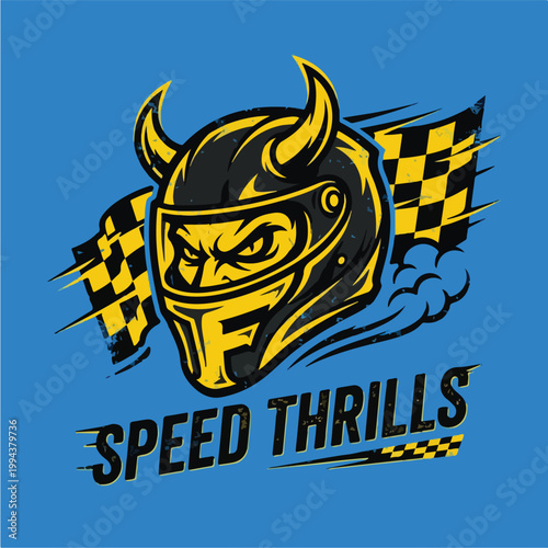 Racing Helmet with Horns Design.