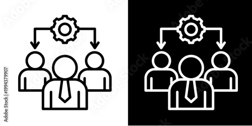 Team Coordination Icon Set White Style Collection