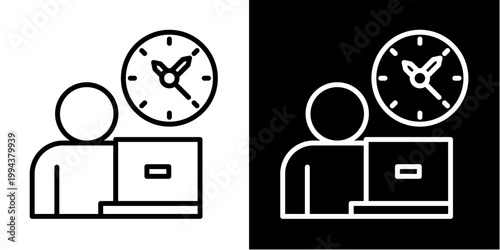 Time Tracking Icon Set White Style Collection