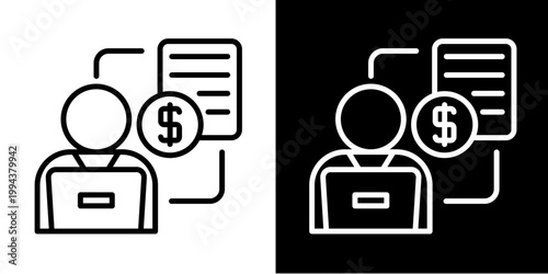 Salary Report Icon Set White Style Collection