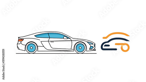 A sleek sports car speeds along with vibrant wheel designs nearby.