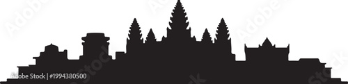 Siem reap cambodia black white silhouette famous landmark