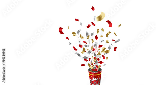 Celebration confetti explosion in a glass with vibrant colors