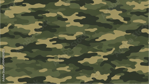 A close-up view of a military camouflage pattern with green and tan colors