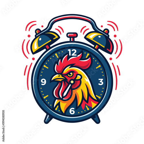 Rooster on Alarm Clock Face.