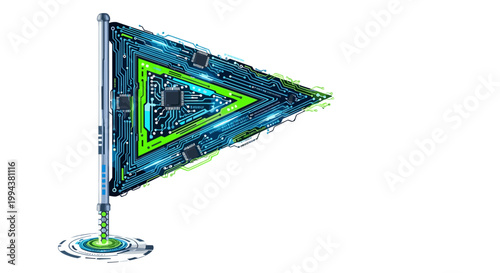 Abstract geometric triangle composed of circuit boards