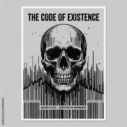 Skull Barcode Graphic Design Art.