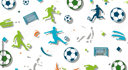 Sports and recreation icons with soccer and athletes