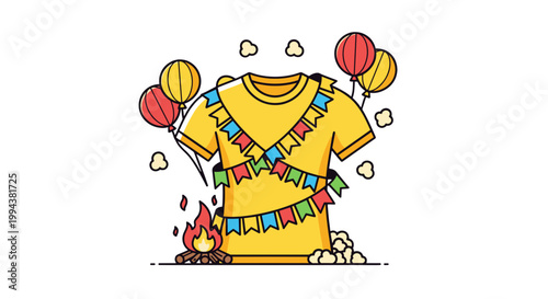 Festa Junina Brazilian Festival T-Shirt with Decorations