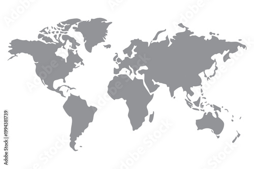 Grey world map vector illustration
