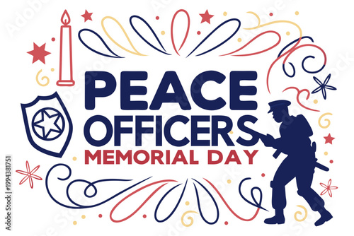 Peace Officers Memorial Day Vector Illustration, Law Enforcement Tribute Design