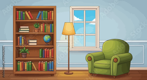 A minimalist illustration depicts a potted succulent plant with a modern stand design