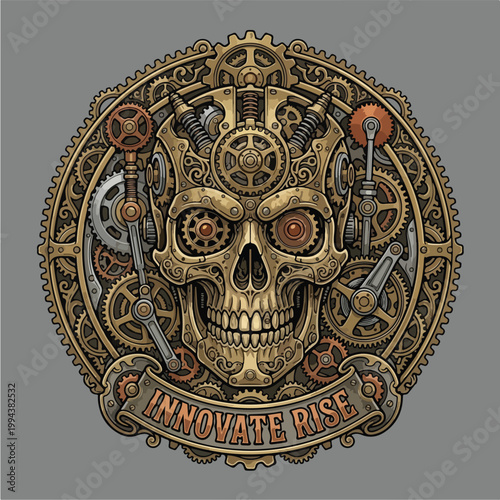 Steampunk Skull Gear Design.