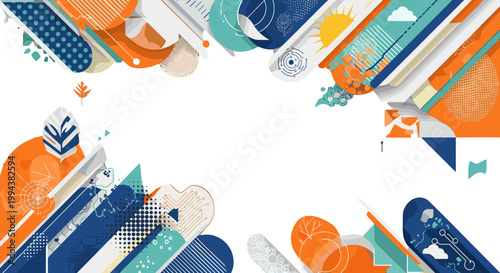 Piggy bank with coins surrounded by colorful icons