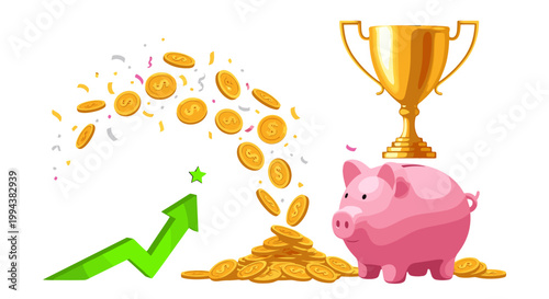 Colorful financial growth and investment concept illustration